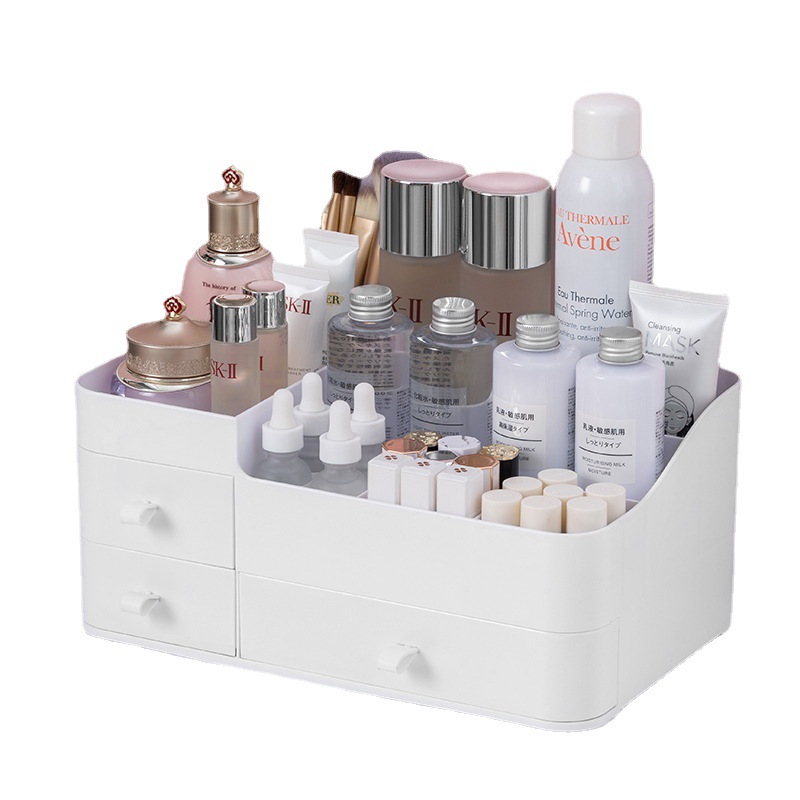 Cosmetics Storage Box Drawer-Type Grid Plastic Box Makeup Brush Lipstick Shelf Desktop Compartmented Storage Boxes