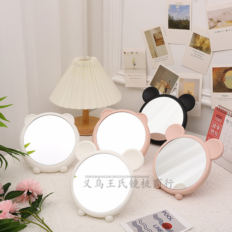 Cute Mirror Household Small Office Portable Student Dormitory Desktop Desktop Makeup Mirror Girl Heart Dressing Mirror