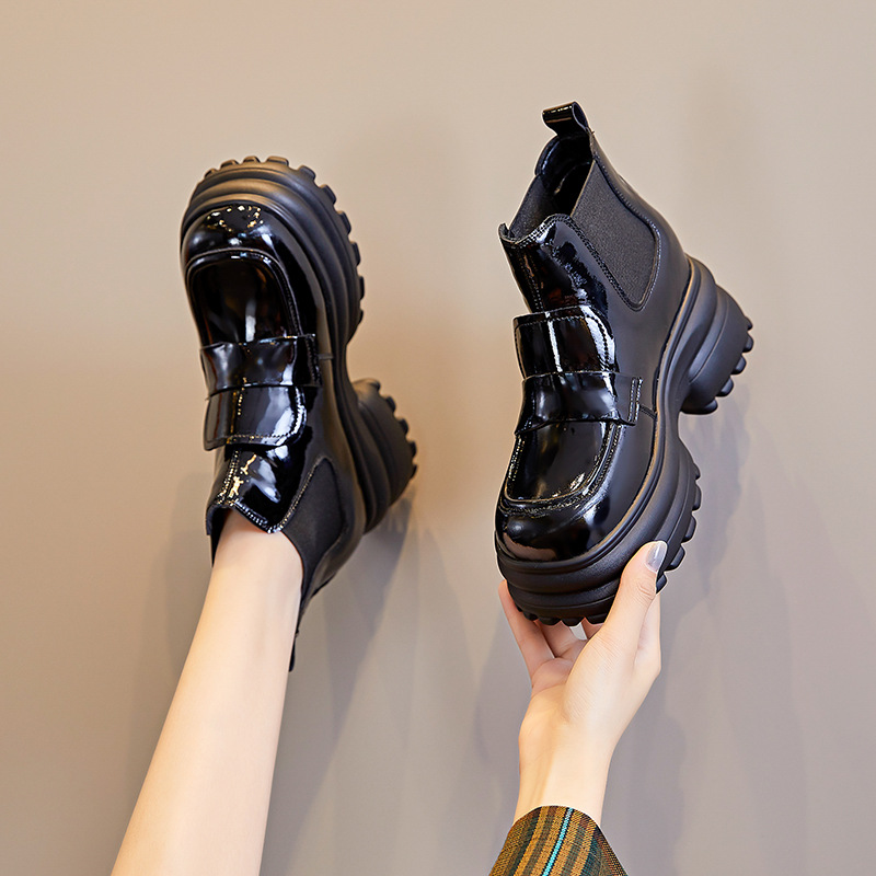 厚底马丁靴女2025网红同款靴子短靴皮靴增高透气切尔西靴代发高跟