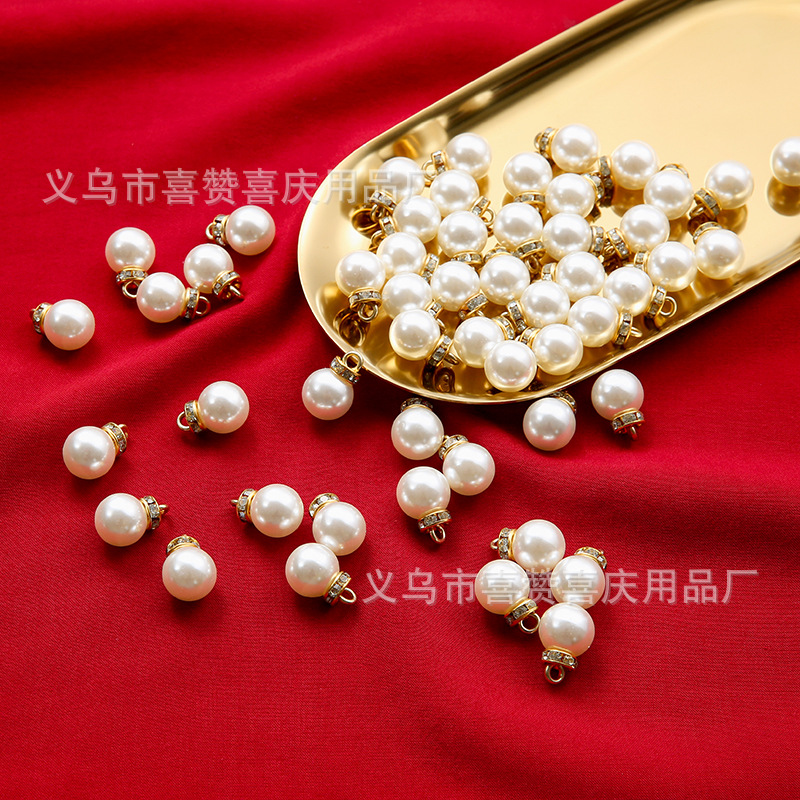 Wedding Metal Alloy Xi Character Pendant Accessories Candy Box Candy Bag Pearl Pendant Festive DIY Wedding Supplies