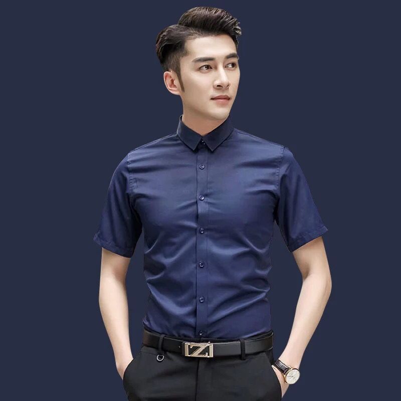 夏季白衬衫男短袖商务休闲寸衫职业正装韩版男士大码白色衬衣