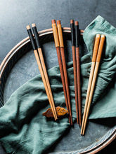 日式尖头碗筷 创意红木筷子榉木筷子 家用餐厅寿司筷子一双装