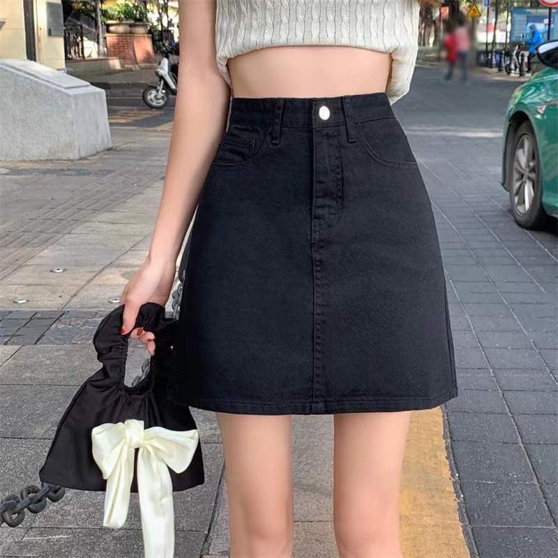 Pantskirt European and American Hot Girl Denim Pantskirt Women's Summer New Skirt Anti-Exposure A- line Sheath Skirt