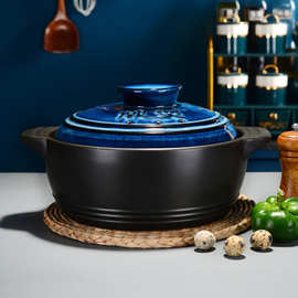 耐高温养生陶瓷砂锅 家用炖汤煲陶瓷小汤锅 双耳明火锂辉石锅