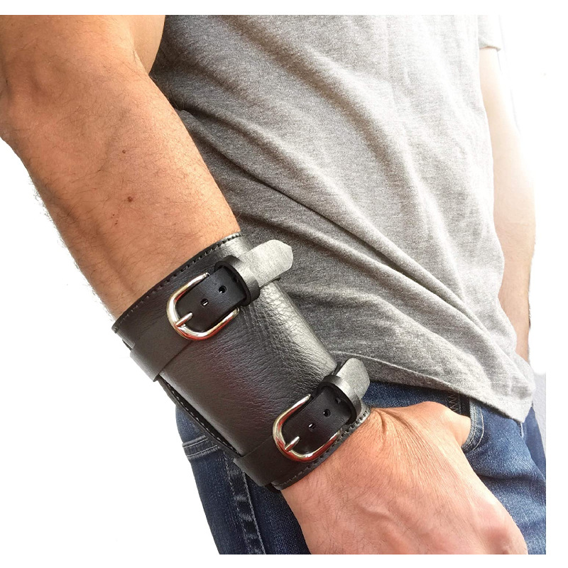 欧美拉链式运动护腕 防撞伤扭伤pu皮革运动护手 运动护具