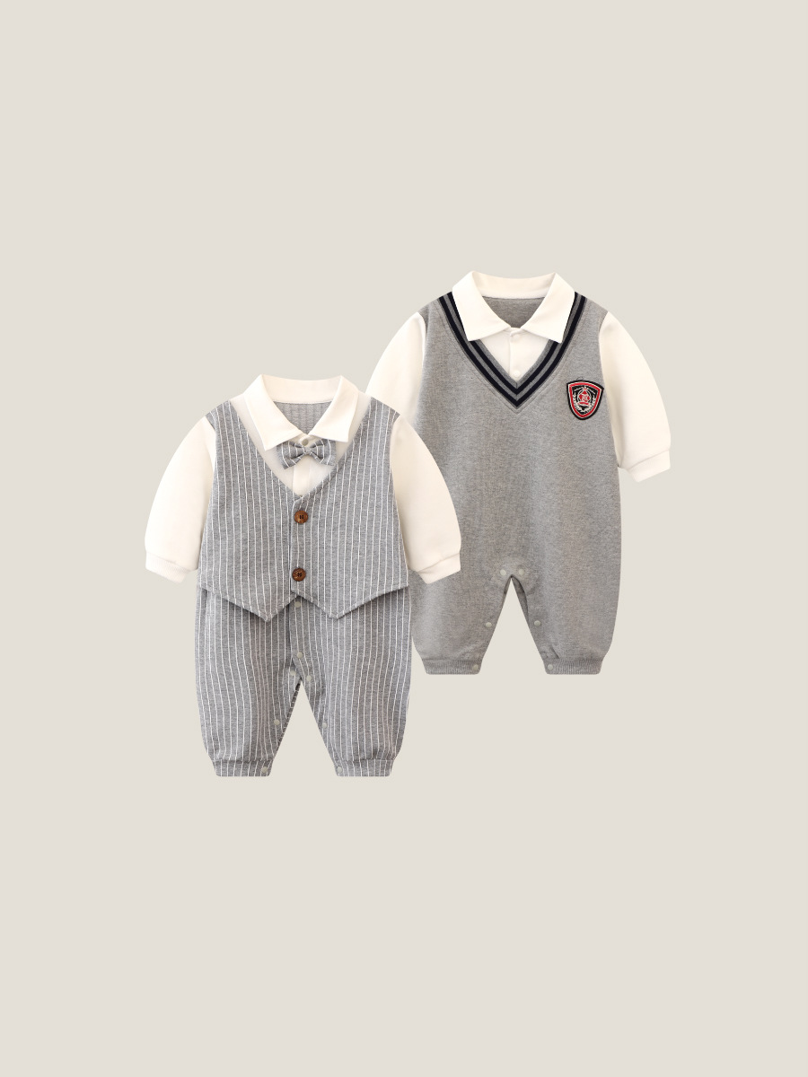 Ins Clothes for Babies Autumn Gentleman Baby Jumpsuits Year Old One Month Old Western Style Spring New Going out Rompers Romper Baby Clothes