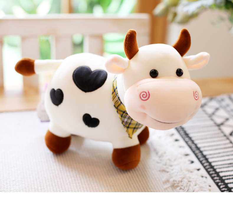 可爱呆萌小奶牛毛绒玩具小牛公仔生肖牛玩偶布娃娃牛年吉祥物抱枕