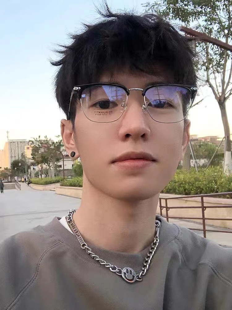 痞帅半框眼镜框男款朝理工斯文败类近视配度数防蓝光平光眼睛镜架