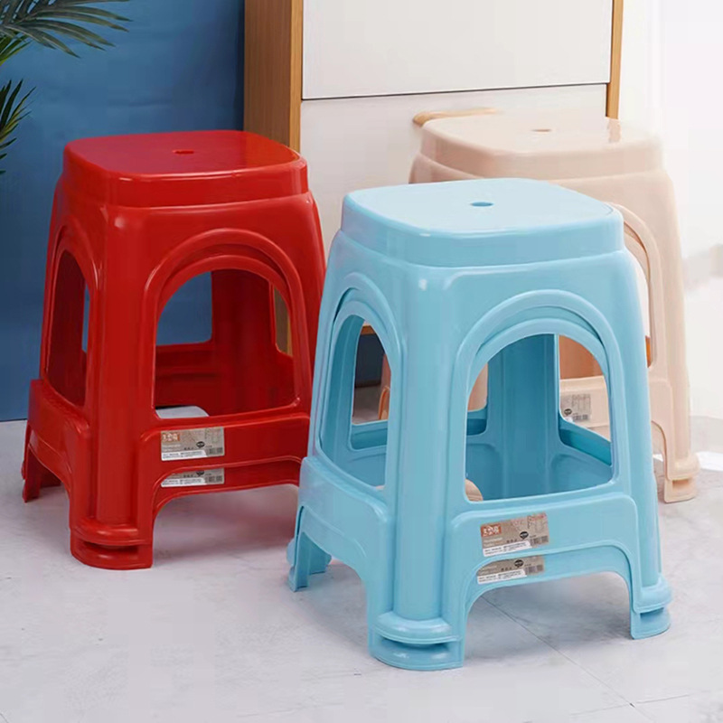 Nordic Thickened Plastic Stool Household High Stool Dining Table Chair Living Room Stacked Adult Square Stool Simple Bench Wholesale