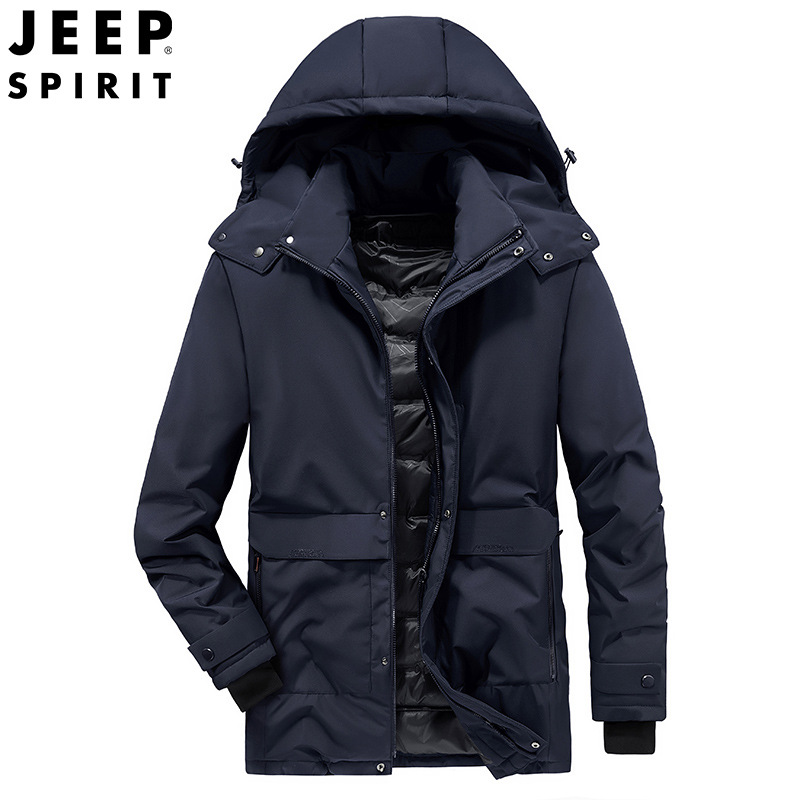 jeep2022秋冬季中老年羽绒服男爸爸装中长款加厚外套男款97988