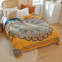 国潮简约四层加厚纯棉纱布毛巾被夏季空调被沙发盖毯单人双人床盖