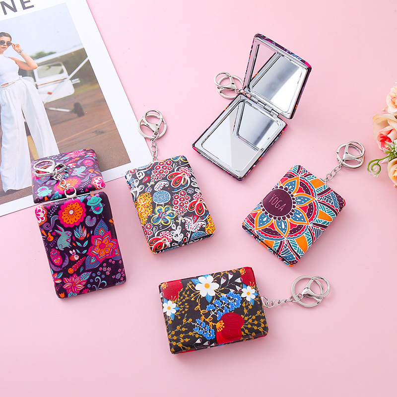 cross-border ethnic creative double-sided folding mirror women‘s portable makeup small mirror cartoon hd beauty pocket mirror