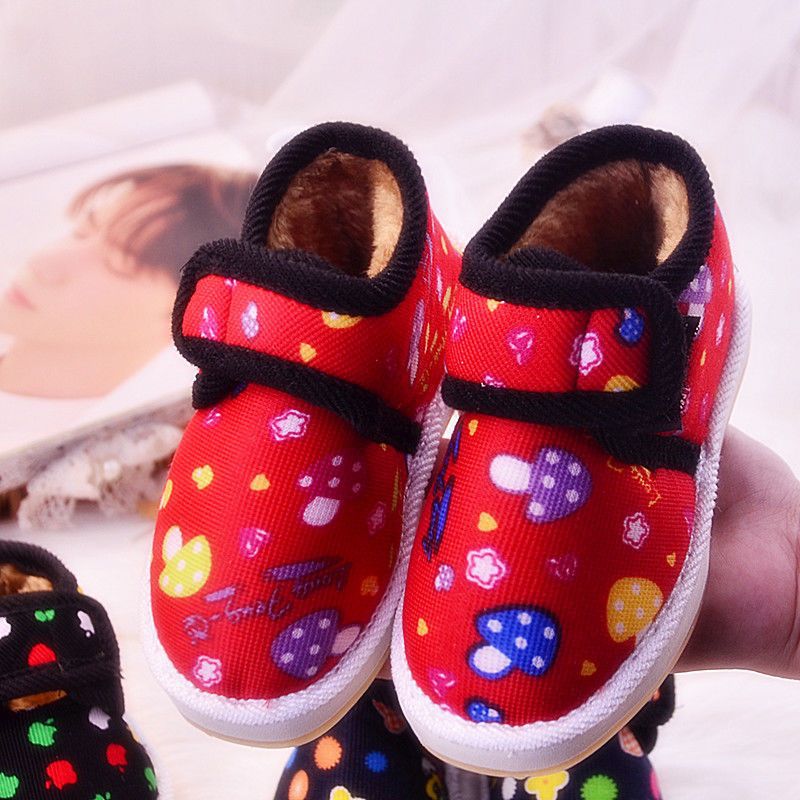 适用宝宝手工棉鞋儿童冬季加厚保暖防滑室内男童女童小孩纯手工棉