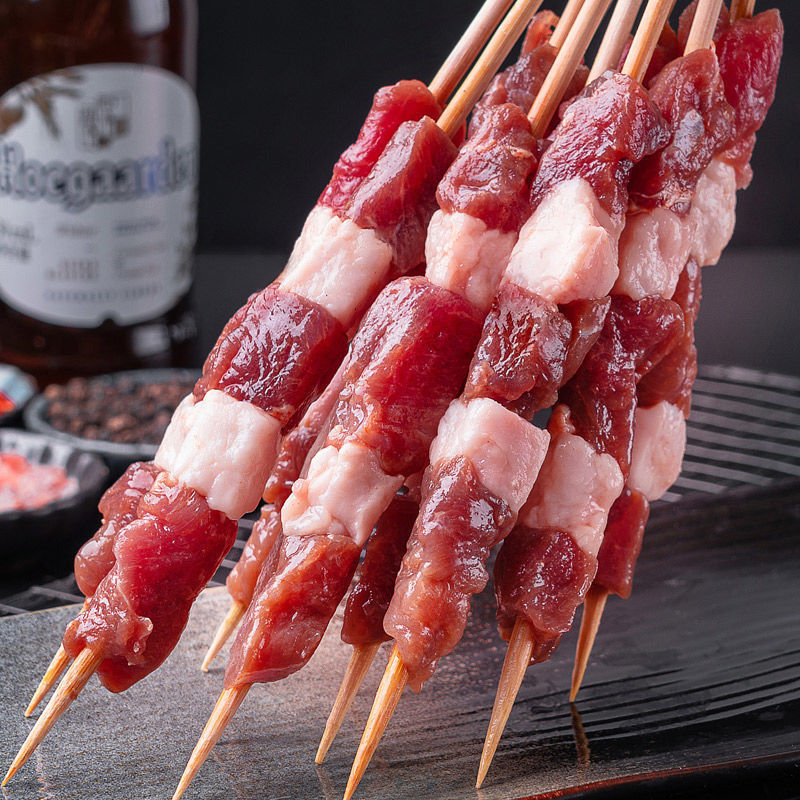 烧烤肉串羊肉串牛肉串五花肉串烧烤食材户外撸串bbq半成品烤肉串