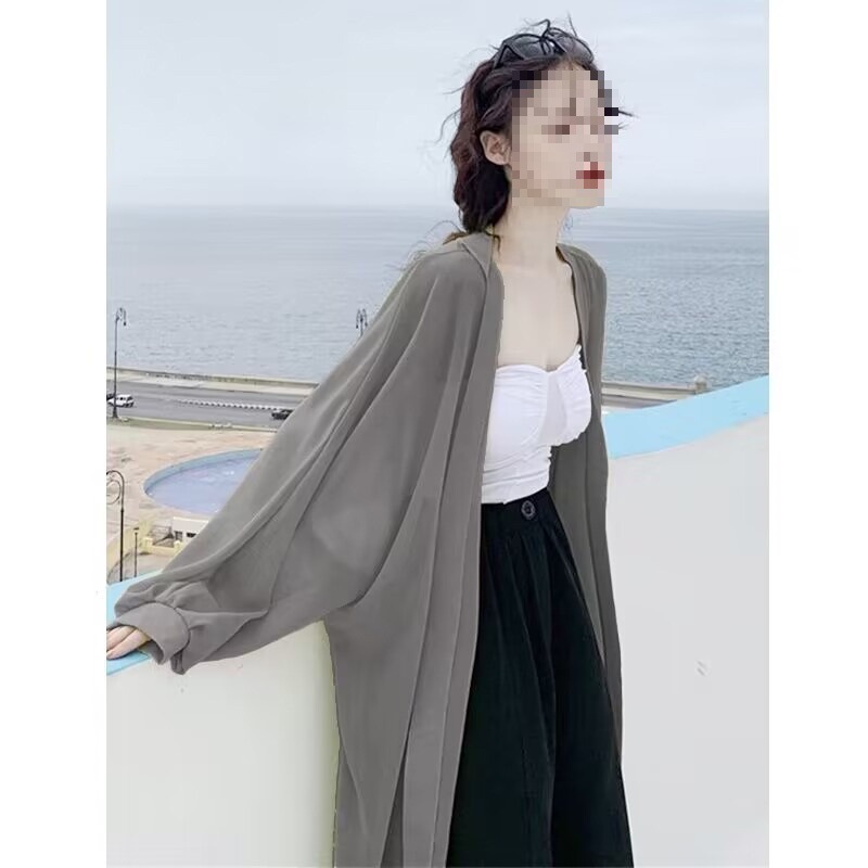 冰丝雪纺防晒衣外套薄款女夏季2023新款中长款外搭开衫空调衫上衣