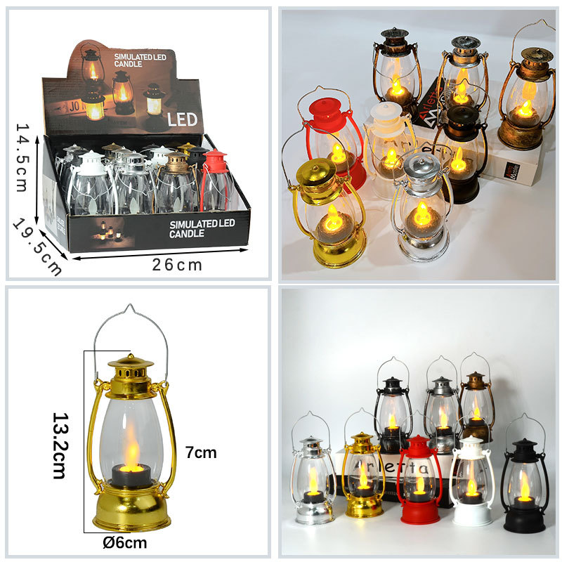 Oil Electric Candle Lamp Portable Small Night Plastic Storm Lantern 