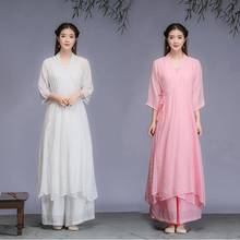 件套禅意女装文艺复古汉服春 唐装中国风禅修茶服