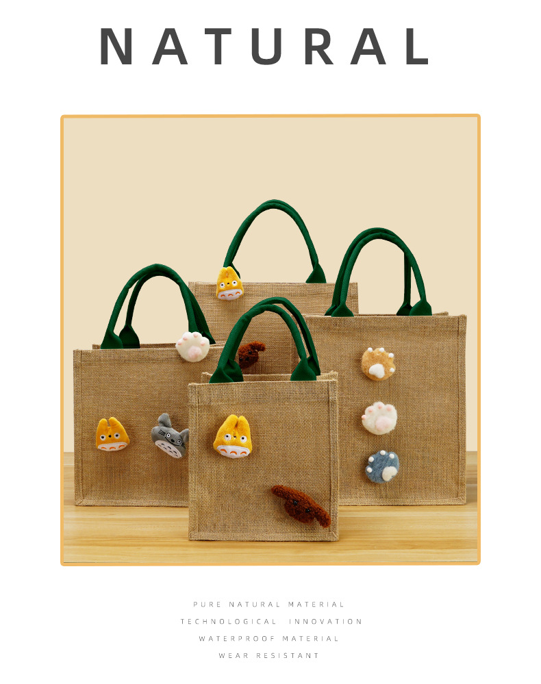 麻布袋现货批发muji良品同款涂鸦diy帆布袋礼品包购物袋亚麻女包