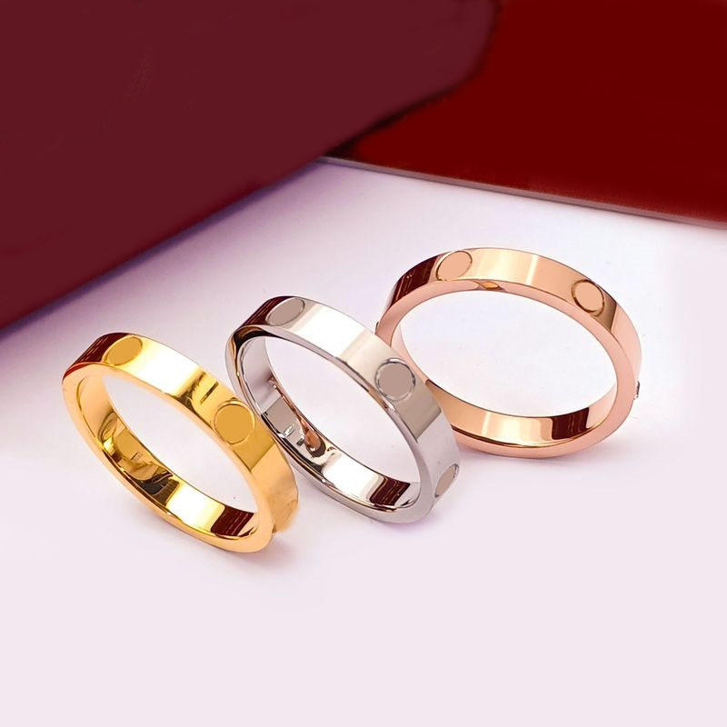 2023 Internet Hot Rhinestones Simple Bracelet Ring Female Titanium Steel No Fading Couple Couple Rings 18K Rose Gold Ring