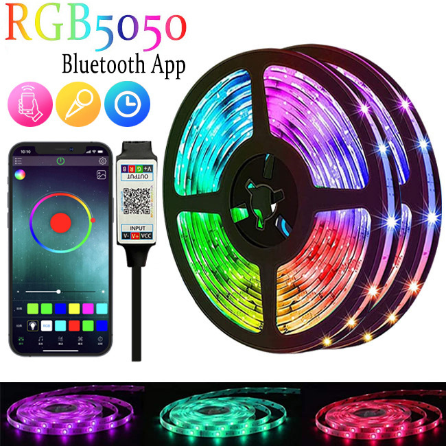 Cross-Border Direct Supply 5050RGB Light Bar Suit 5V Light Strip 24 Key Remote Control Bluetooth LED Light Strip RGB Light Bar