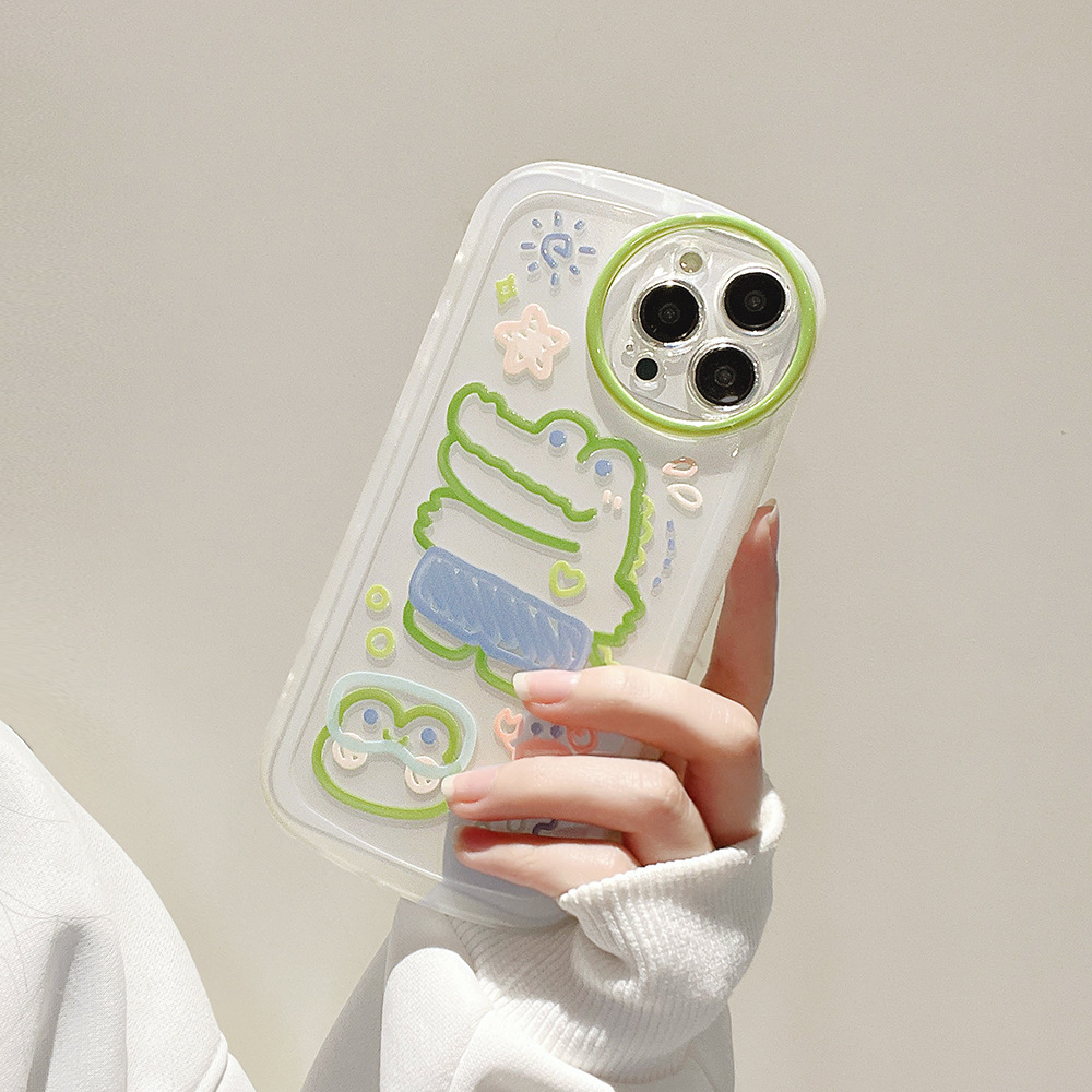 Funny Cartoon Crocodile for Iphone13promax Transparent 14 Apple 12 Phone Case 11 Silicone XR Set XS
