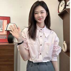 【N.Y.STUDIO】十三行小气泡百搭休闲小众设计感纯色衬衫QD10835