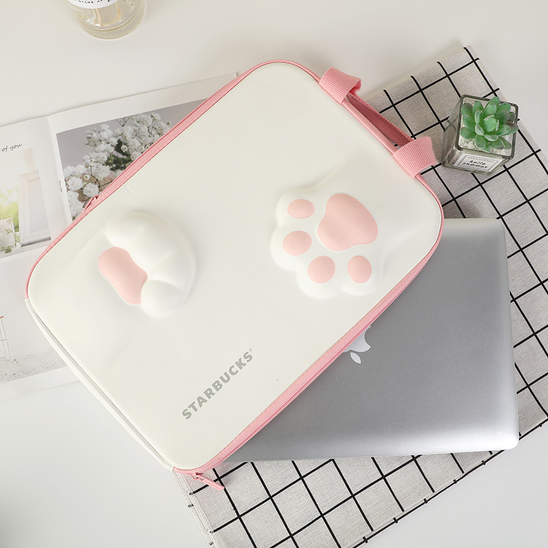 新款可爱猫爪包无棱角耐脏手提包笔记本电脑包eva方便携带拉链包