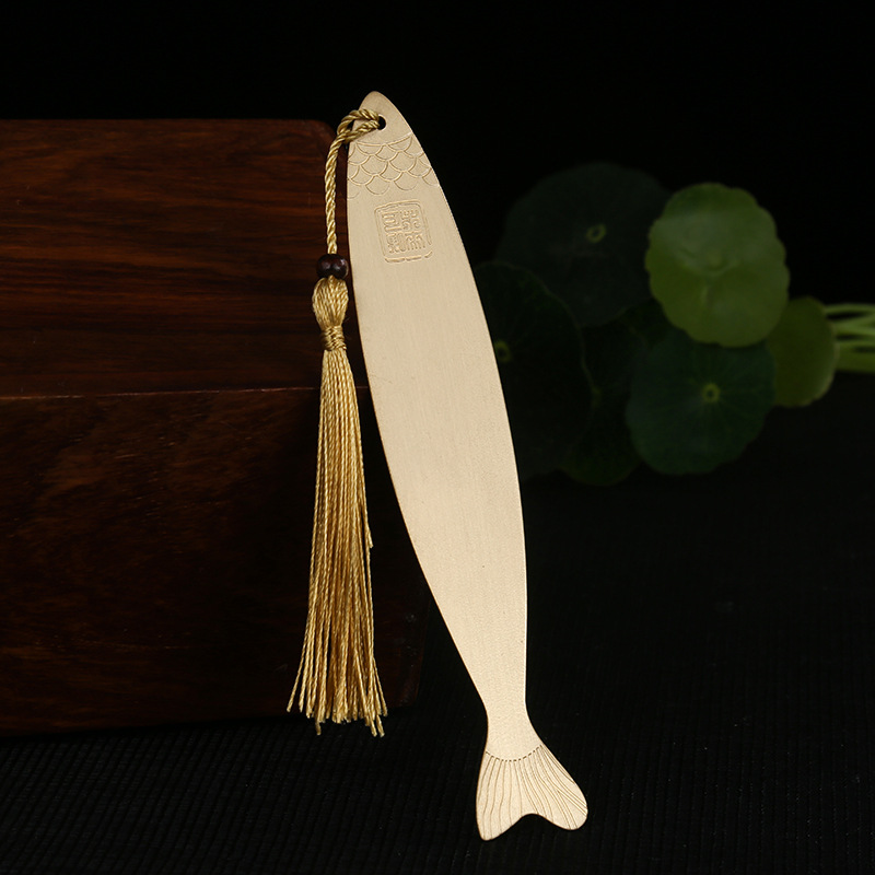 鱼笺黄铜书签古典中国风创意学生用文创金属书签礼物diy