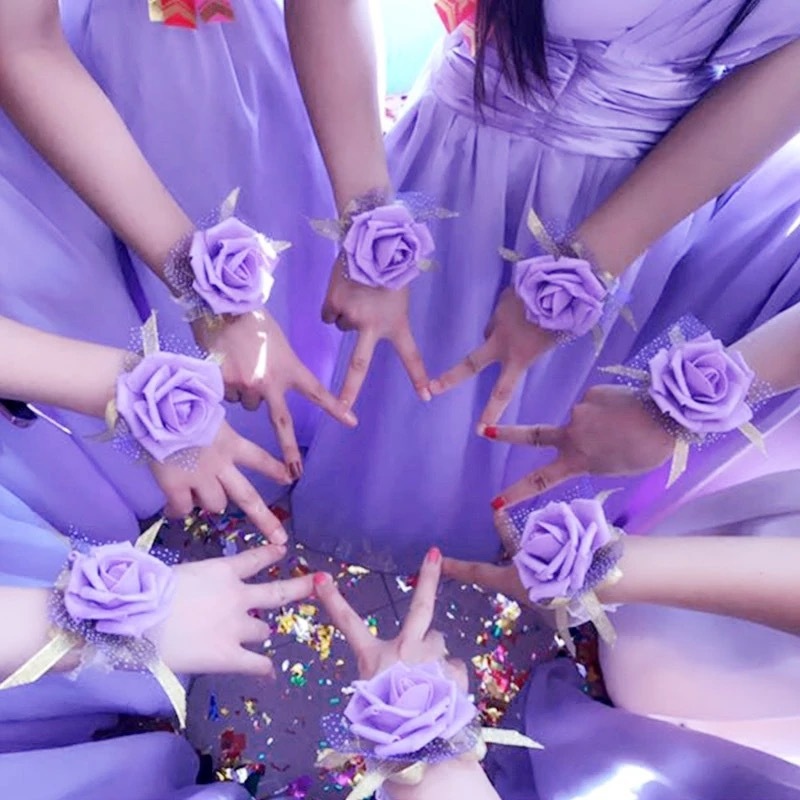 伴娘团手腕花结婚庆用品新娘韩式婚礼胸花姐妹手花环舞蹈新款批发