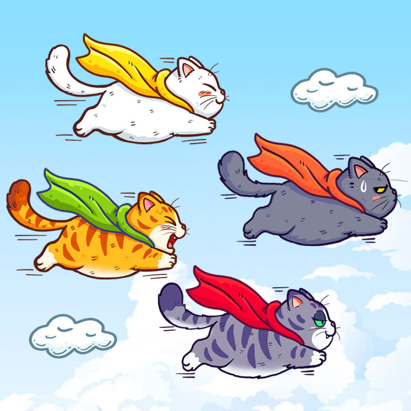 汽车个性卡通创意飞天小猫车身贴飞行猫贴纸划痕装饰贴猫咪侧门贴