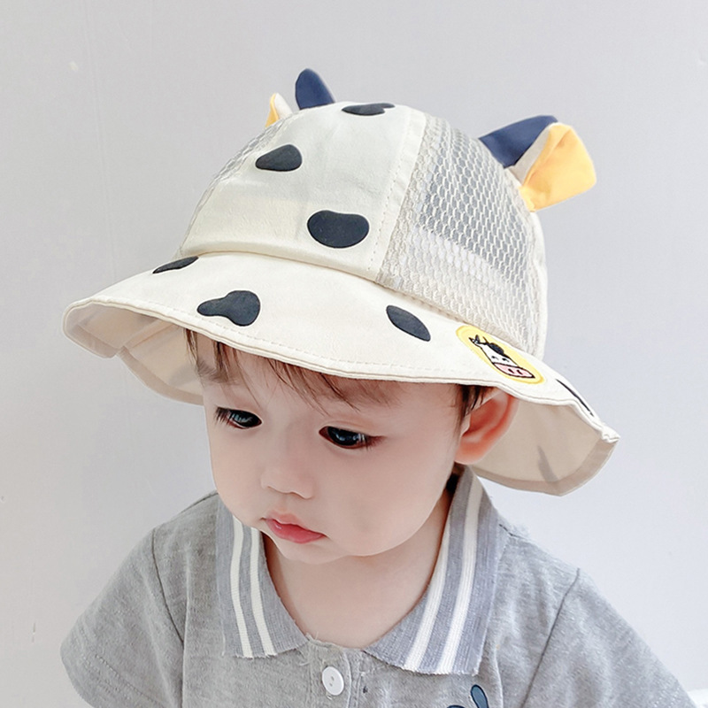 Baby Hat Spring and Autumn Summer Korean Style Western Style Cow Bucket Hat Boys Boys Girls Cover Sun Super Cute Bucket Hat Tide