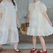 新中式国风连衣裙女童2024夏季新款儿童刺绣长裙小女孩新中式裙子