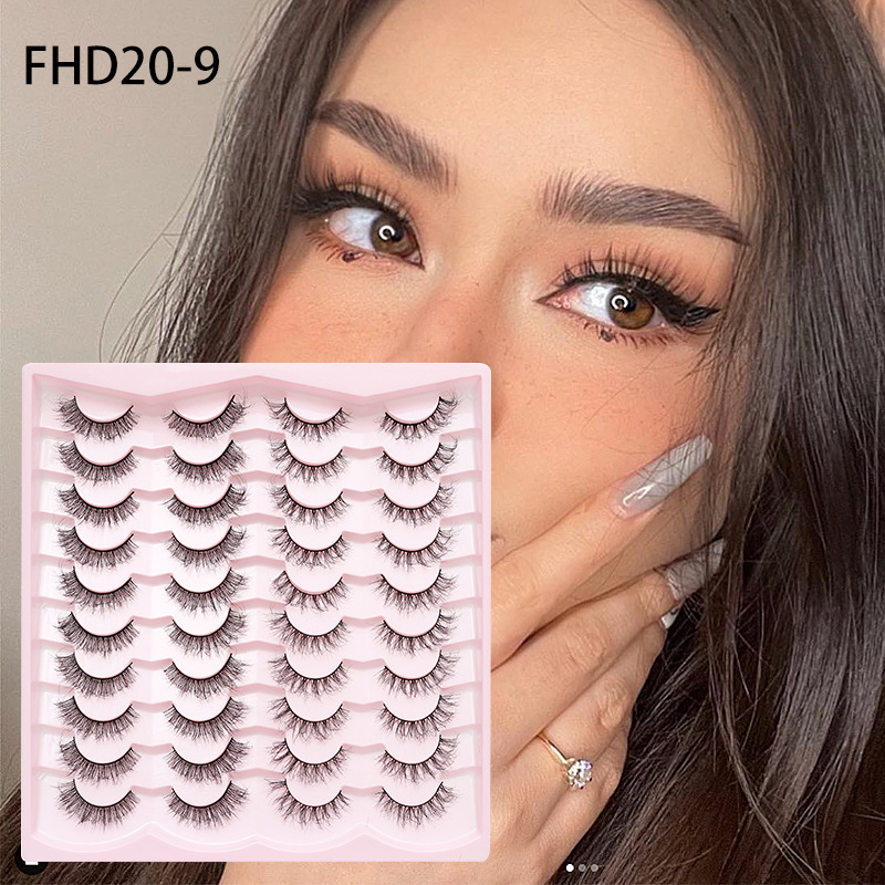 Dingsen False Eyelashes Factory Cross-Border Stable Supply 20 Pairs of Fried Eyelash Short Three-Dimensional Eyelashes European and American