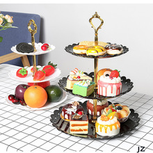 欧式蛋糕点心架家用塑料双层水果盘三层甜品台糖果下午茶零食托盘
