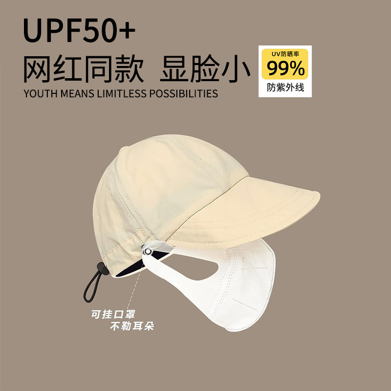 Hanging Mask Fisherman Hat Female Korean Sun Hat Quick-Drying Korean Style Face-Covering Sun Hat Face-Looking Small Peaked Cap Female