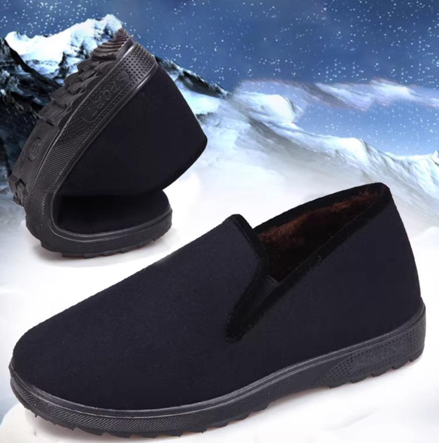 冬季老北京布鞋中老年人软底防滑棉鞋加毛保暖老头鞋男士爸爸棉鞋