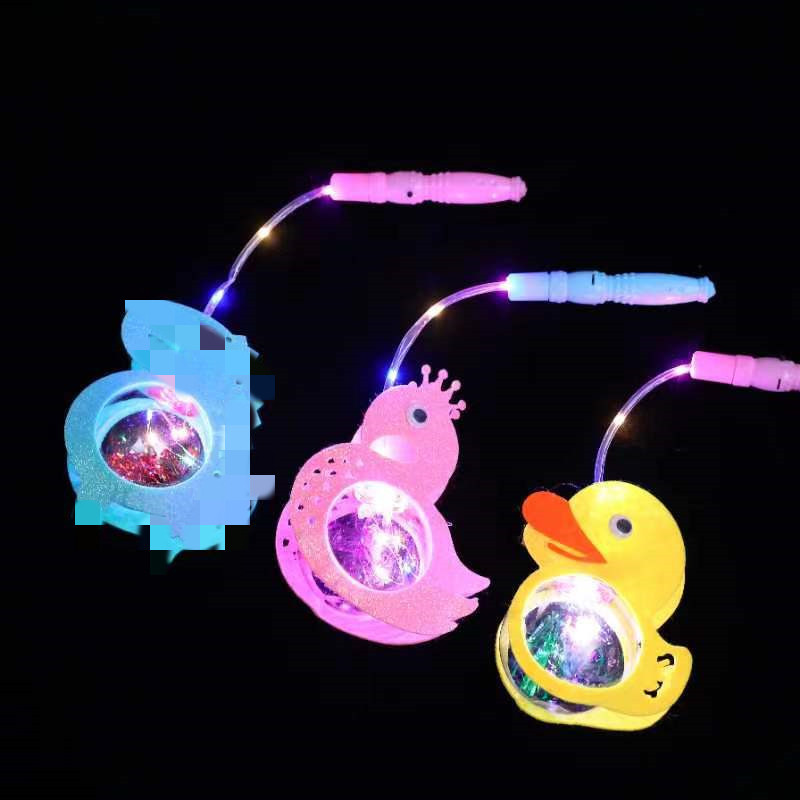 Children's Portable Luminous Lantern Square Park Stall Night Market Hot Sale Flash Cartoon Rabbit Lantern Toy Wholesale