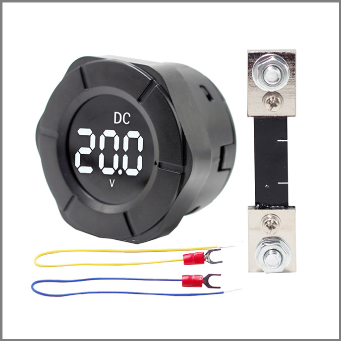 跨境热销 dc0-300v圆形液晶直流数显电压表100a汽车电动车电压表