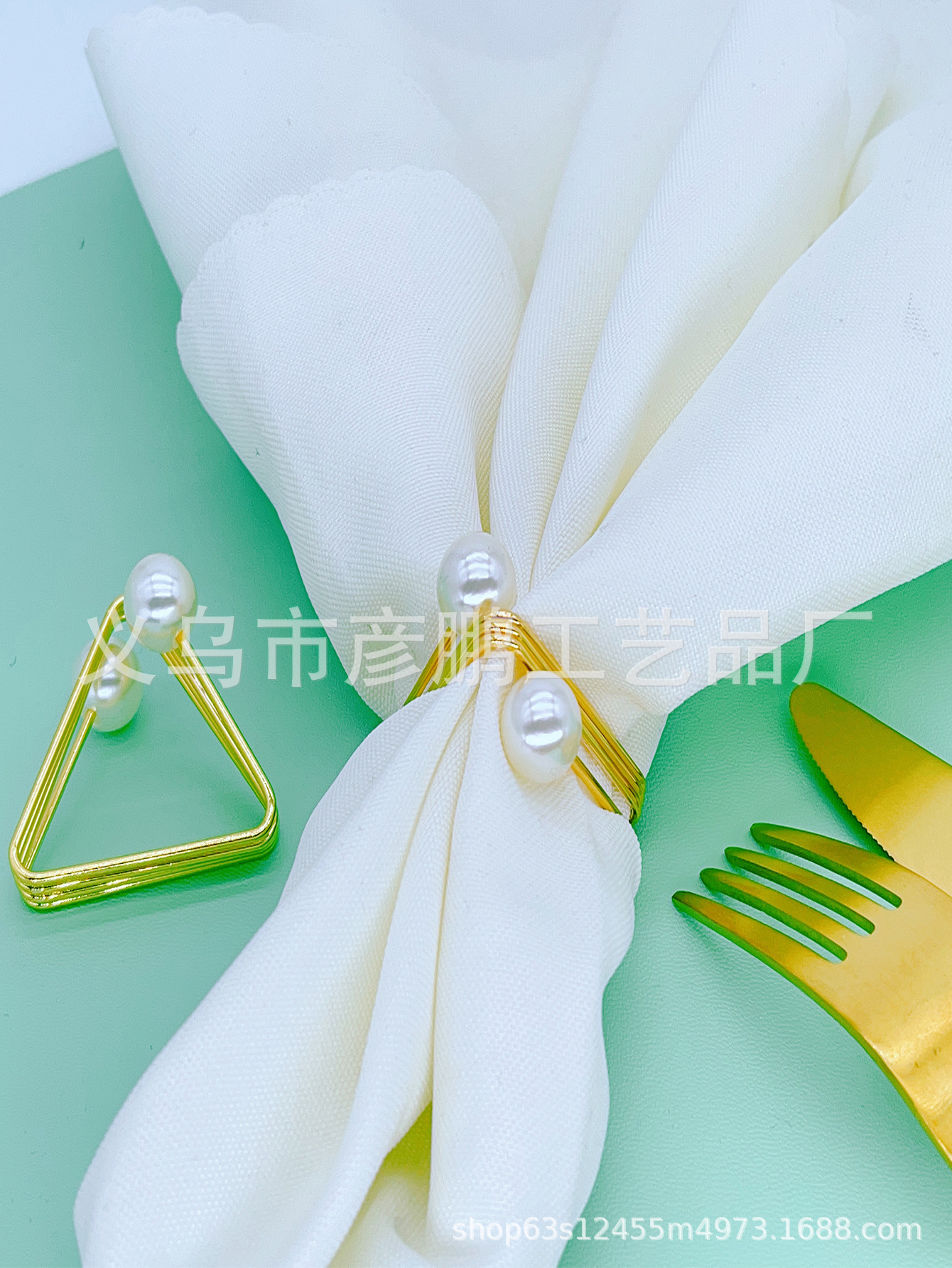 For Cross-Border Hot Selling Geometric Pearl Napkin Ring Hotel Dining-Table Decoration Napkin Ring Wedding Exquisite Napkin Ring Wholesale