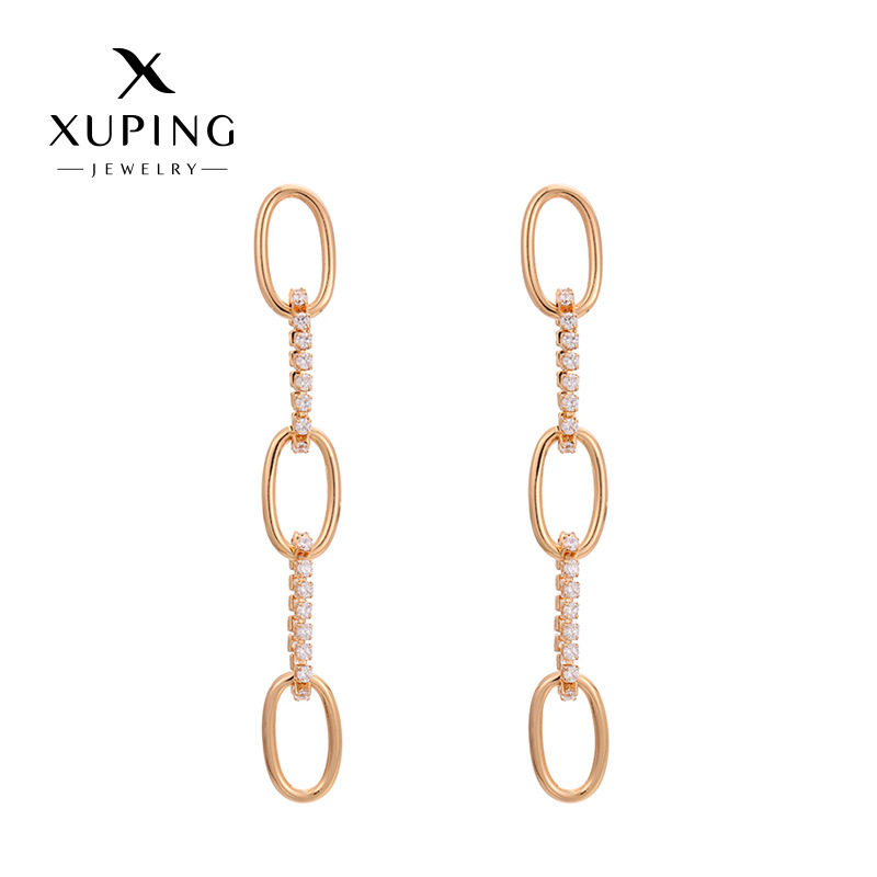 xuping jewelry retro style fashionable simple style earrings ear studs interlocking commuter easy to match qixi gift