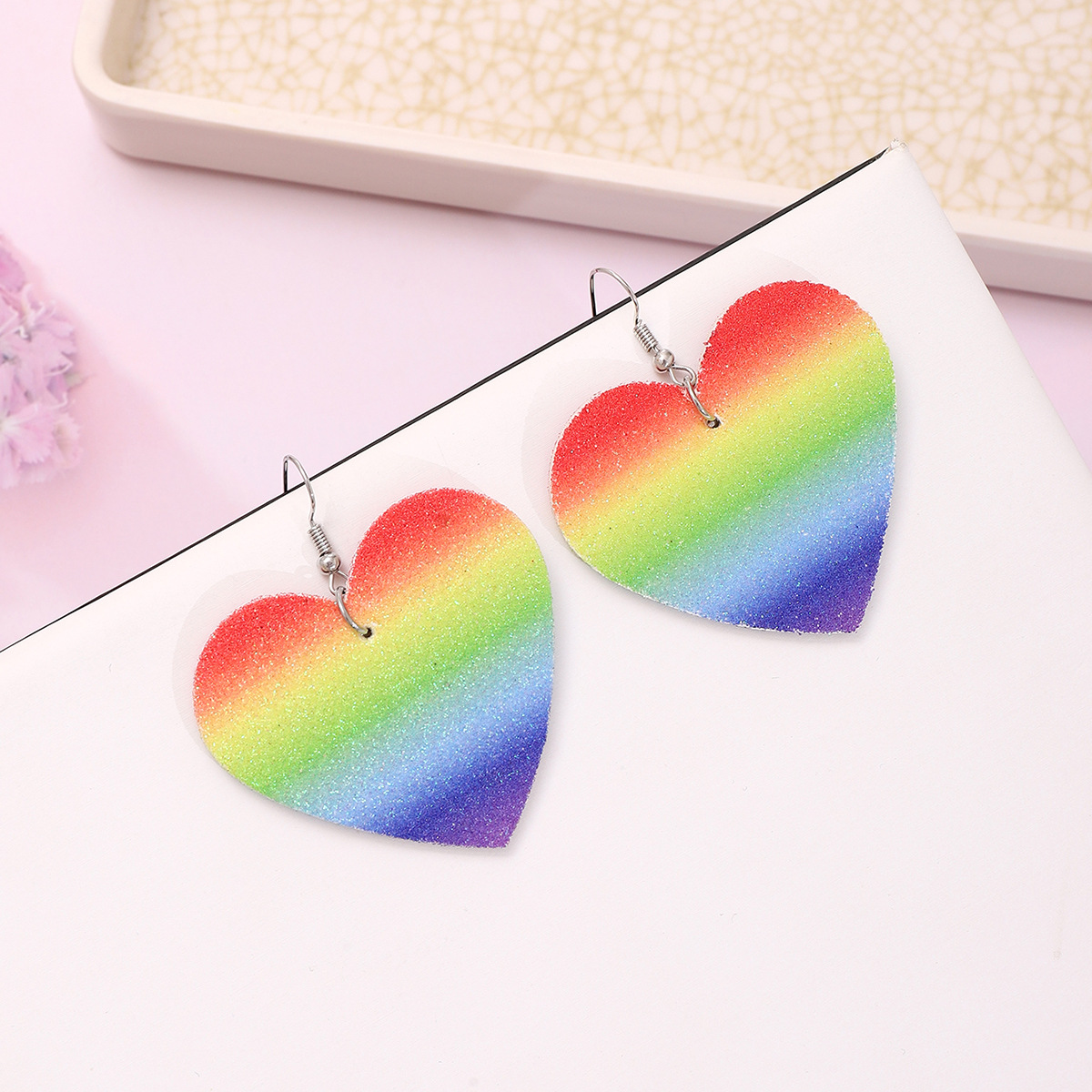 Pride Festival Rainbow Striped Love Butterfly Water Drop Flag Stud Earrings Colorful Cross-Border Earrings Earrings Amazon