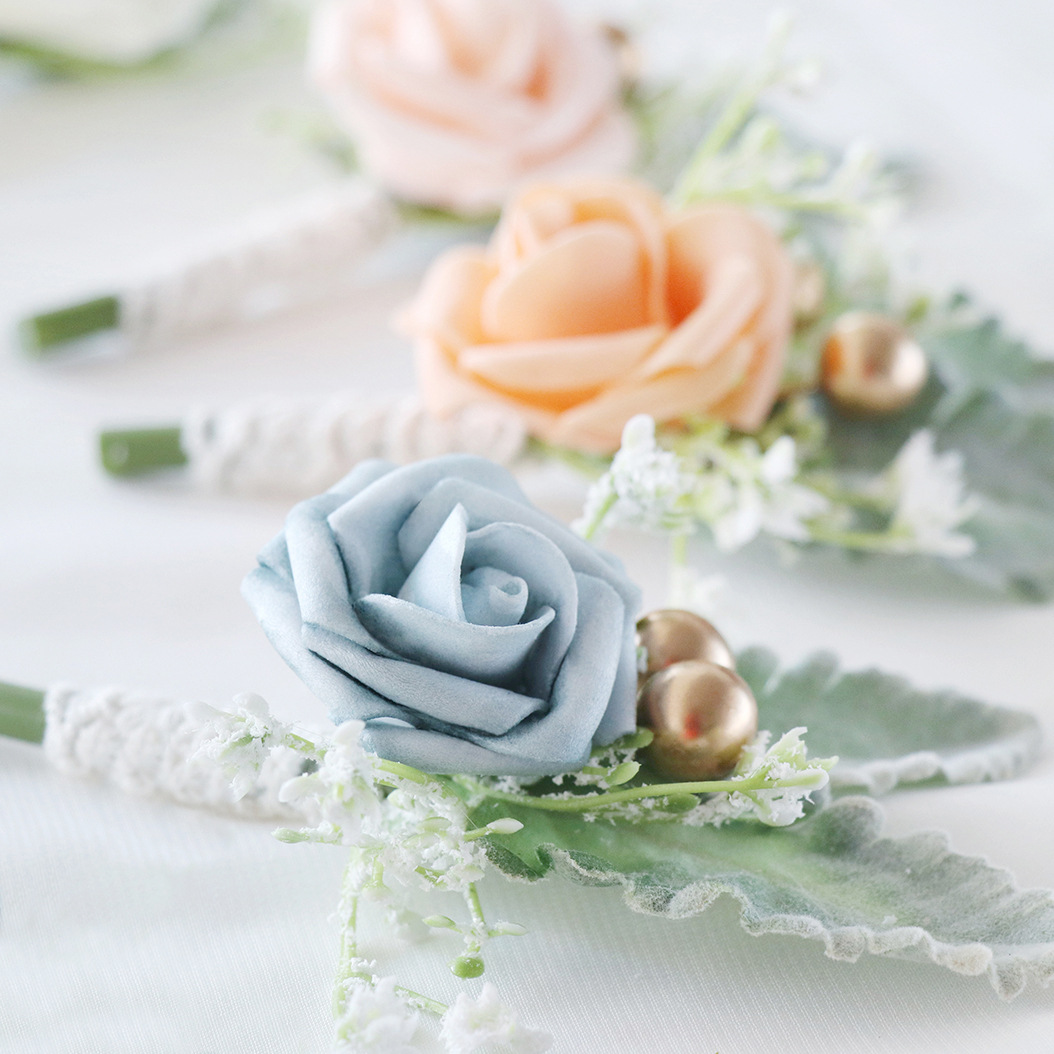 2022 Mori Style Wedding Bridegroom Bride Corsage Banquet Guest Sisters Group Boutonniere Korean Artificial Flower Wedding Supplies
