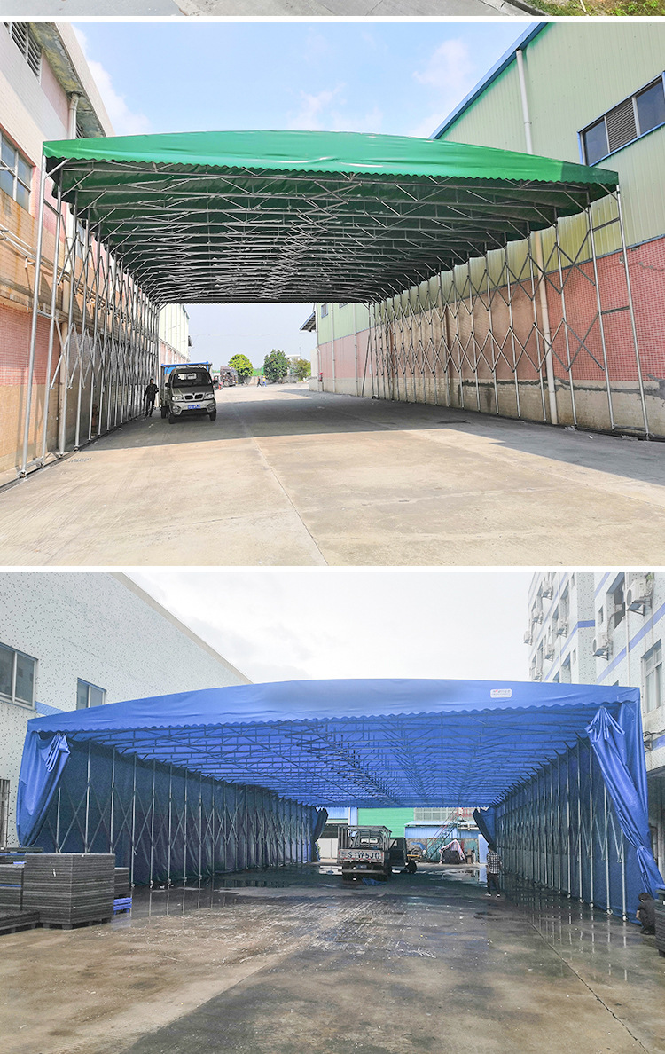 东莞户外移动推拉雨棚遮阳棚折叠伸缩大型仓库雨蓬车棚活动帐篷