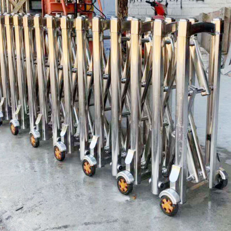 不锈钢伸缩手动推拉公路路障学校庭院隔断护栏幼儿园简易批发价