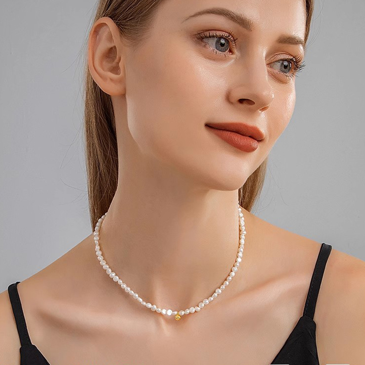 天然巴洛克淡水珍珠项链女高级小米粒不规则choker锁骨链-阿里巴巴