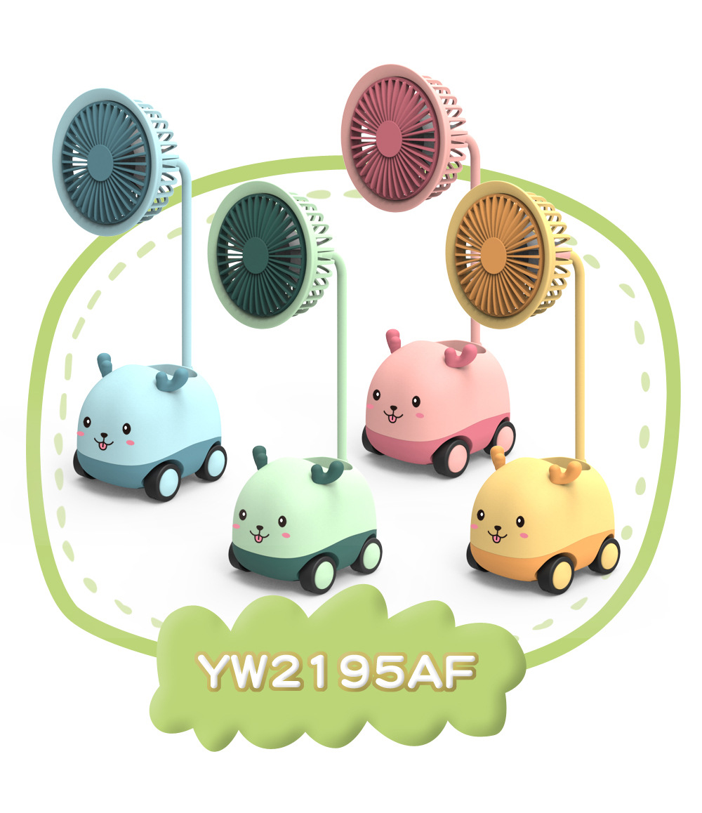 Mini USB Rechargeable Fan Cartoon Animal Scooter Pen Holder Pencil Sharpener Desktop Office Student Mini Fan