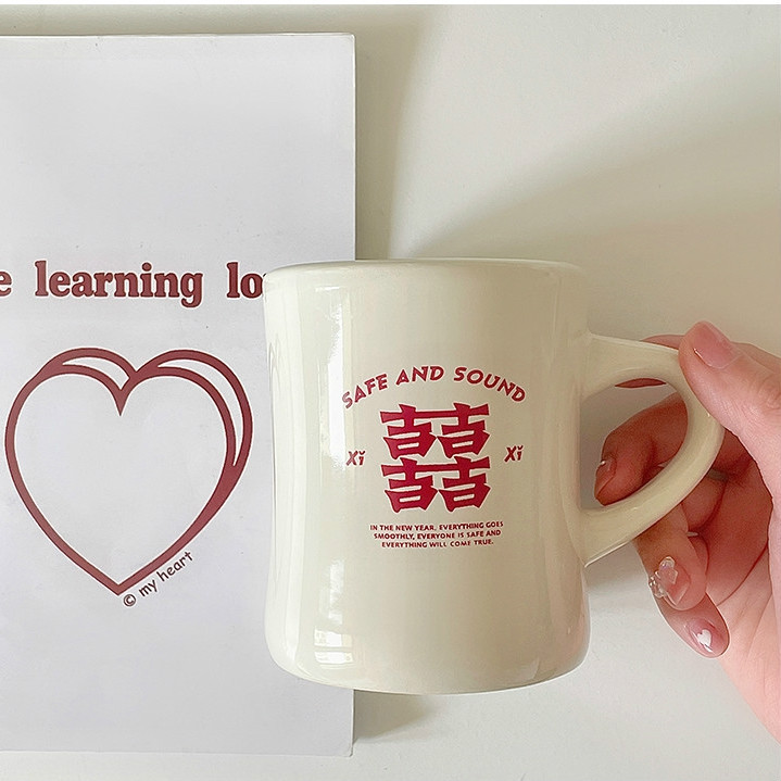 Waist-Tight Mug Ins Korean Retro Cartoon Ceramic Cup Printed Logo Activity Gift Cup Grade A Export Coffee Cup