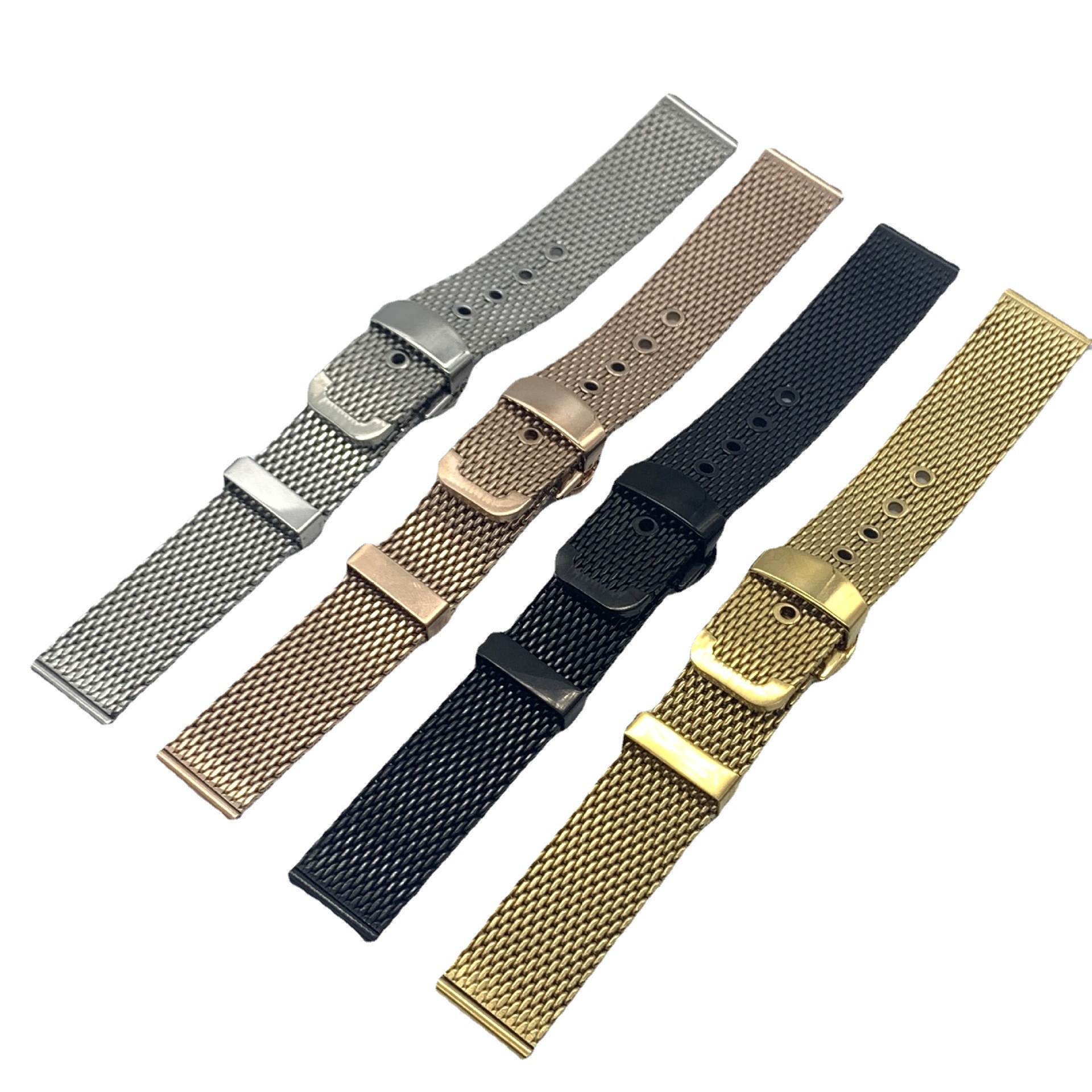 不锈钢米兰网带钢表带 精钢皮带蝴蝶扣钢带 手表配件男士金属表链