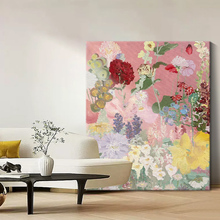 落地肌理画大幅花卉花丛抽象画玄关彩色手绘油画法式装饰画客厅挂