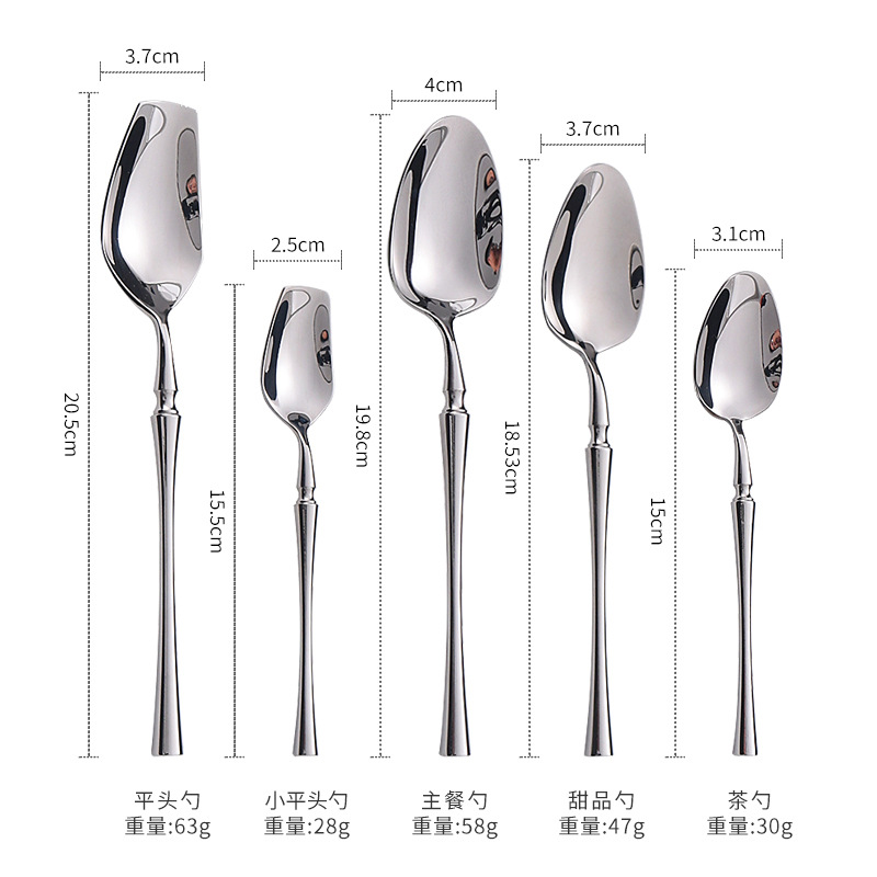 Creative Small Waist 304 Stainless Steel Tableware Hotel Western Food/Steak Dessert Thickened Knife, Fork and Spoon Tableware Set